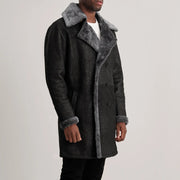 
Brown Goatskin Suede Aviator Jacket - Hátulnézet precíz vállilleszkedéssel és tiszta szegéllyel