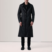 
Black Sheepskin leather Coat - Hátulnézet precíz vállilleszkedéssel és tiszta szegéllyel