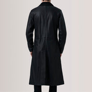 
Közeli részlet of Notch & Button Hardware on Charlton Fekete Leather Single Breasted Bőrkabát Férfi For Men