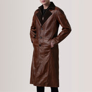 
Charlton Waxed Barna Leather Single Breasted Bőrkabát Férfi For Men - Oldalnézet az ergonomikus ujjkialakítással