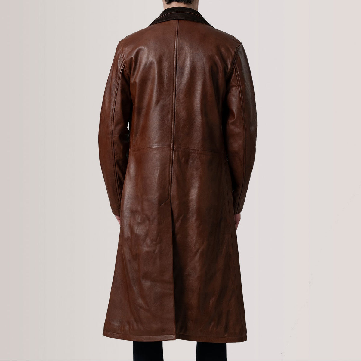 
Közeli részlet of Notch & Button Hardware on Charlton Waxed Barna Leather Single Breasted Bőrkabát Férfi For Men