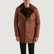 
Cinnamon Barna Leather Fur Bőrkabát Férfi in Brown Sheepskin Burnishing - Elölnézet & testre szabott sziluett | Online vásárlás