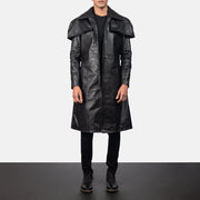 
Classic Fekete Leather Duster Férfi in Black Cowhide Leather - Elölnézet & testre szabott sziluett | Online vásárlás