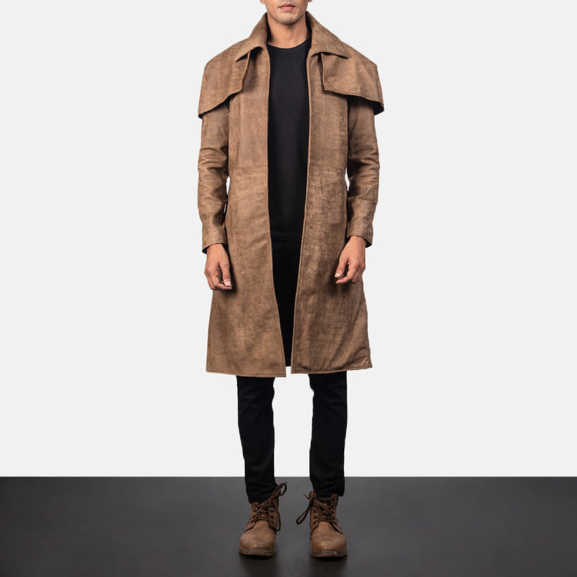 Classic Barna Leather Duster férfi