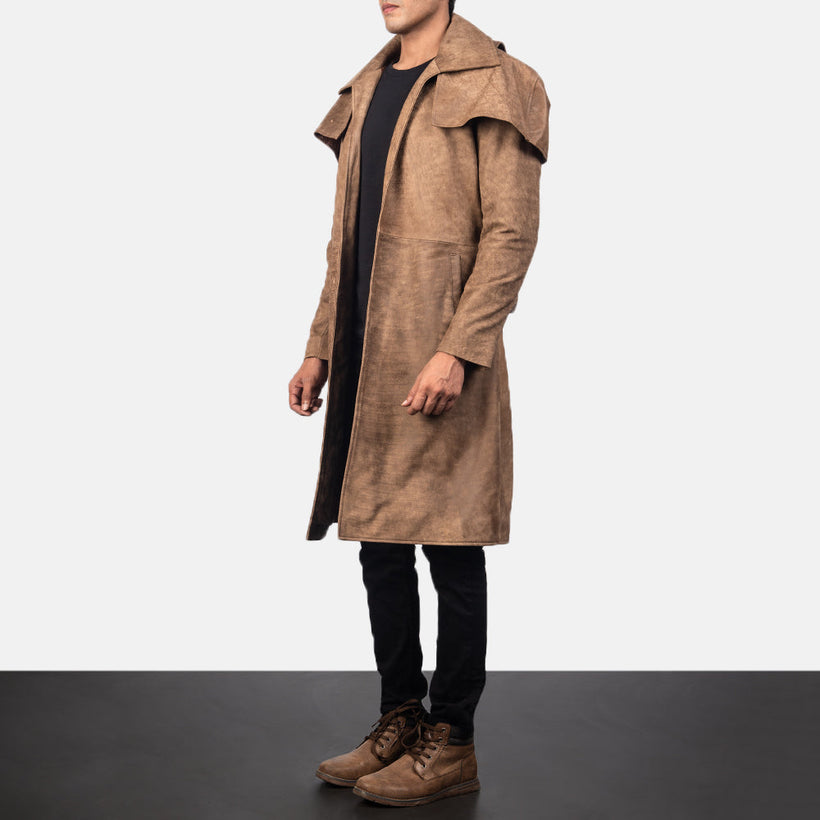 Classic Barna Leather Duster férfi