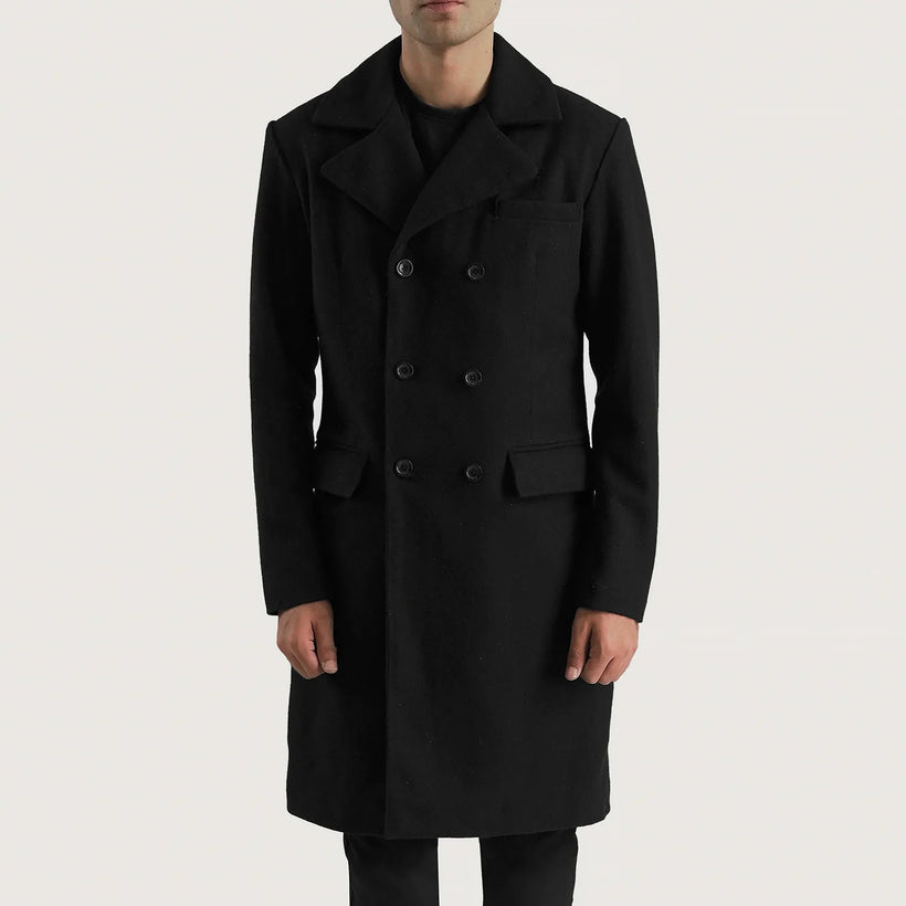 Claud Fekete Wool Double-Breasted Coat férfi