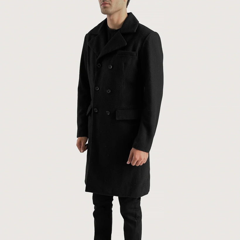Claud Fekete Wool Double-Breasted Coat férfi