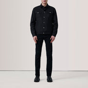 
Black Waxed Cotton Canvas Leather Jacket - Hátulnézet precíz vállilleszkedéssel és tiszta szegéllyel