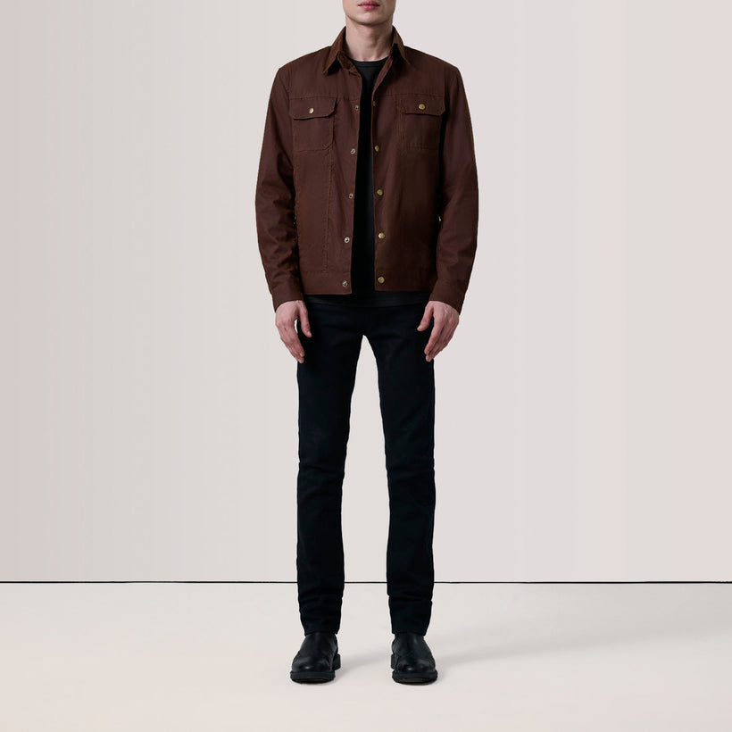 Colberto Barna Waxed Canvas Trucker Bőrdzseki férfi