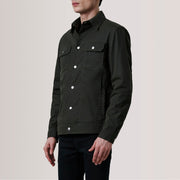 
Colberto Olive Waxed Canvas Trucker Bőrdzseki Férfi For Men - Oldalnézet az ergonomikus ujjkialakítással