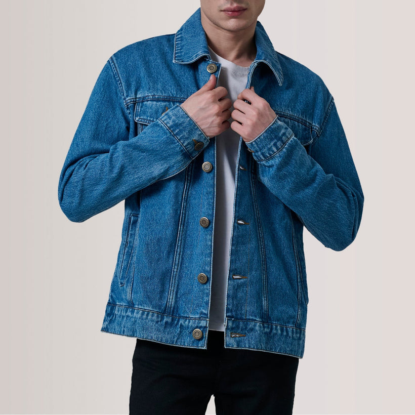 Conard Blue Denim Trucker Bőrdzseki férfi