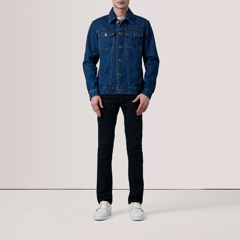 Conard Dark Blue Denim Trucker Bőrdzseki férfi