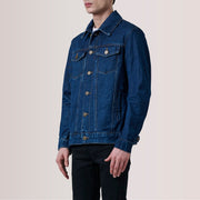 
Conard Dark Kék Denim Trucker Bőrdzseki Férfi For Men - Oldalnézet az ergonomikus ujjkialakítással