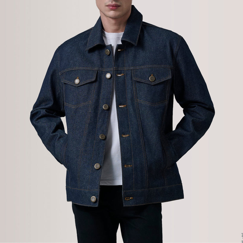Conard Indigo Blue Denim Trucker Bőrdzseki férfi