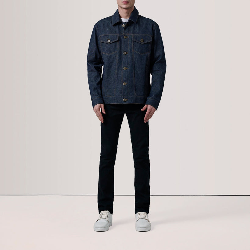 Conard Indigo Blue Denim Trucker Bőrdzseki férfi