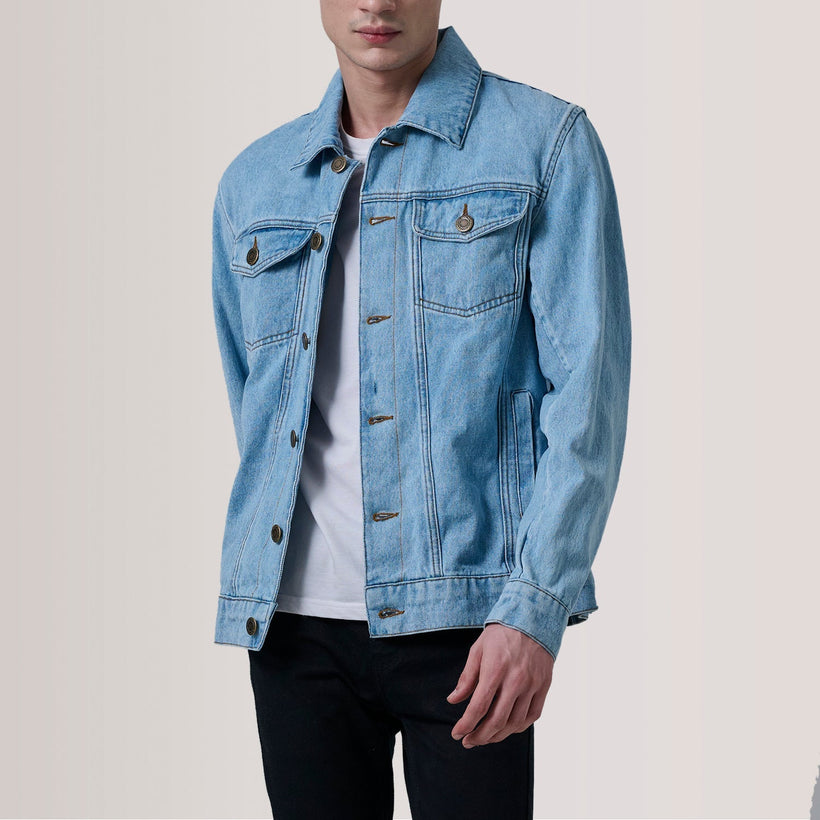 Conard Light Kék Denim Trucker Bőrdzseki Férfi