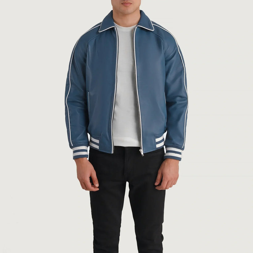 Cooper Kék Leather Varsity Bőrdzseki Férfi