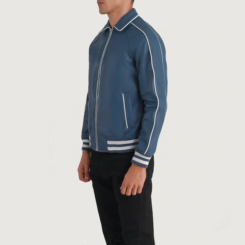 Cooper Kék Leather Varsity Bőrdzseki Férfi