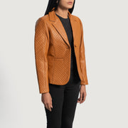 
Brown Sheepskin leather Blazer - Hátulnézet precíz vállilleszkedéssel és tiszta szegéllyel
