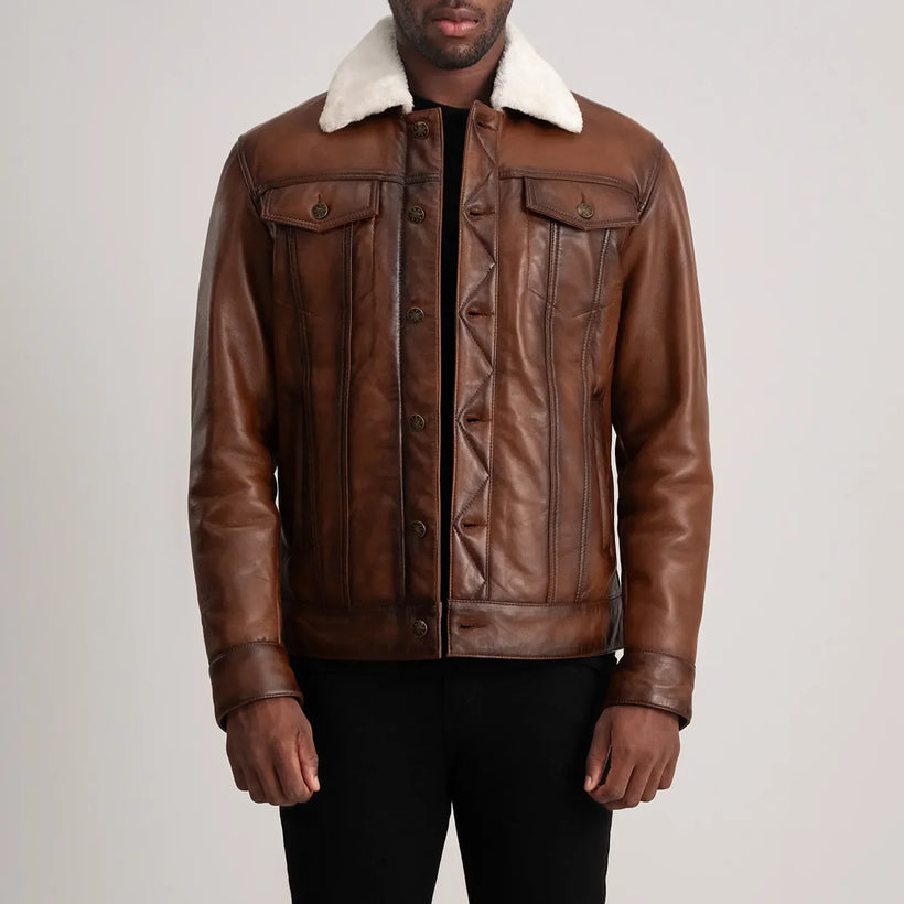 Dallis Barna Leather Shearling Trucker Bőrdzseki Férfi