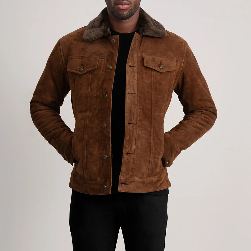 Dallis Barna Suede Shearling Trucker Bőrdzseki Férfi