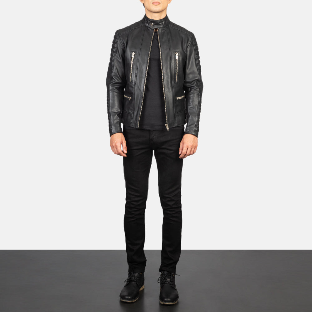 
Damian Grey Suede Biker Jacket - Oldalnézet az ergonomikus ujjkialakítással