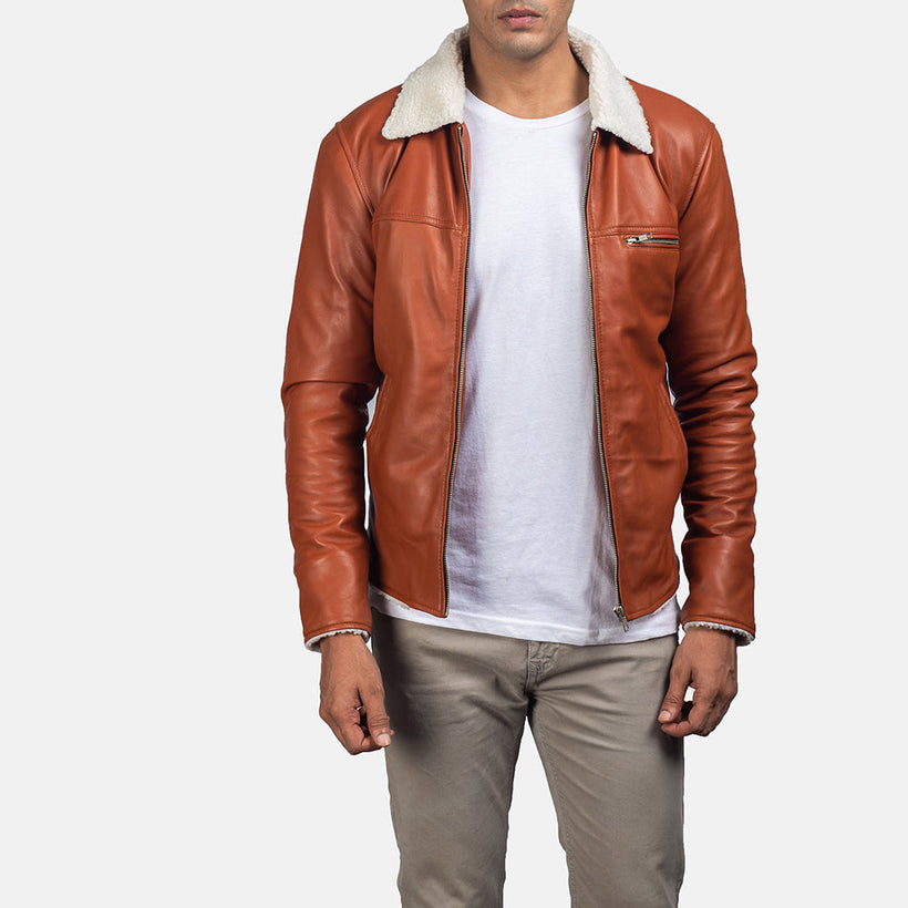 Dan Frost Tan Shearling Bőrdzseki férfi