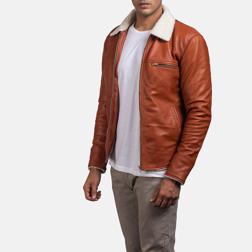Dan Frost Tan Shearling Bőrdzseki férfi