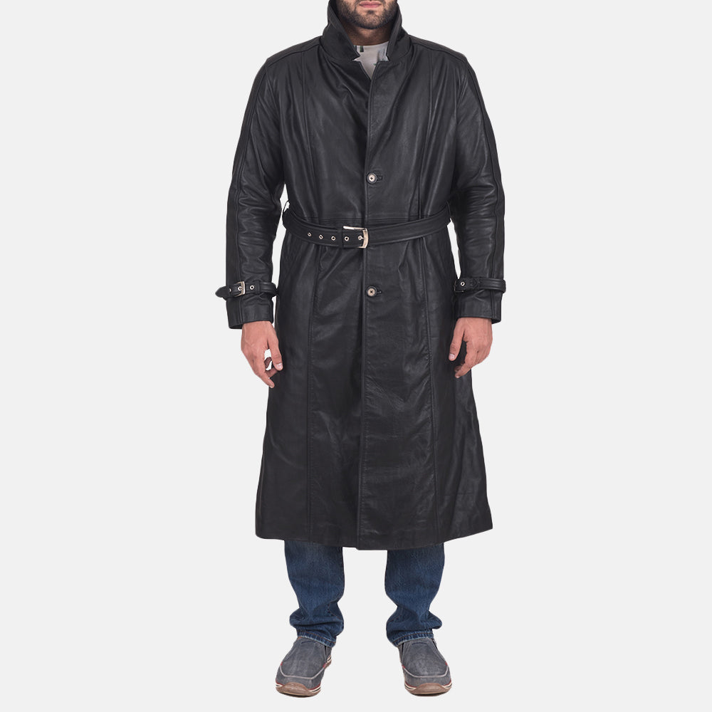 
Daniel Fekete Bőr Viharkabát Férfi in Black Cowhide Leather - Elölnézet & testre szabott sziluett | Online vásárlás