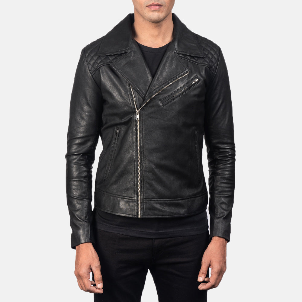 Danny Quilted Brown Leather Biker Jacket - Oldalnézet az ergonomikus ujjkialakítással