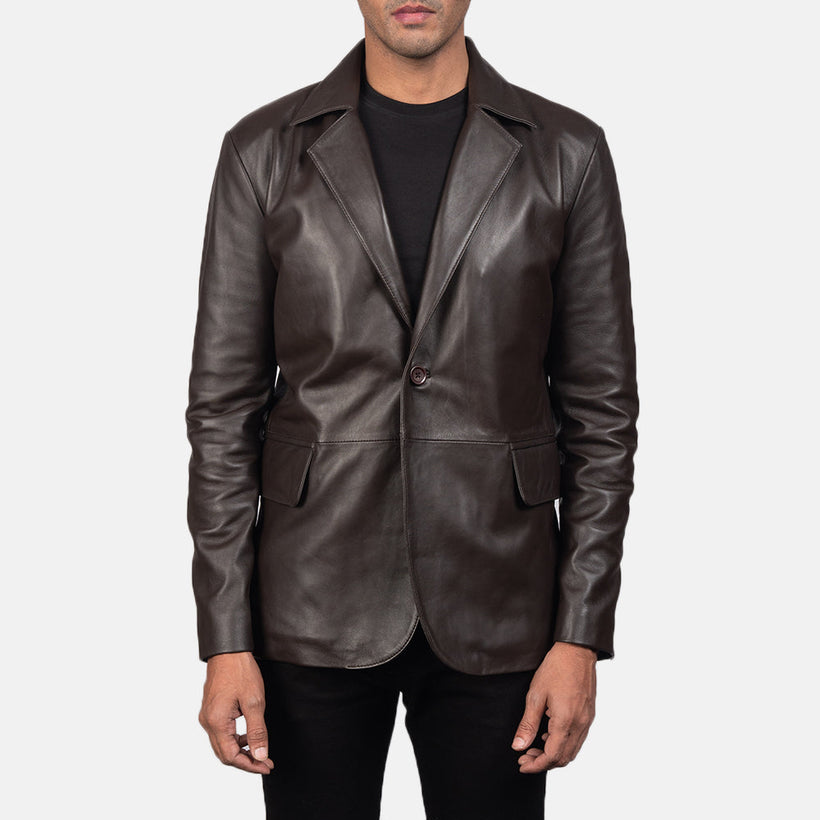 Daron Barna Leather Blazer férfi