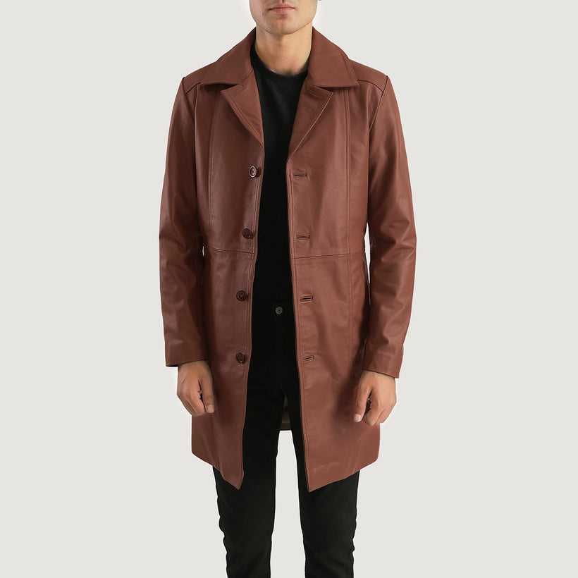 Don Long Barna Leather Coat férfi