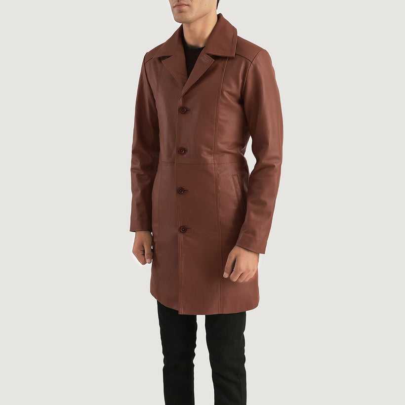 Don Long Barna Leather Coat férfi