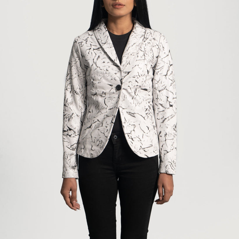 Donna Blake White Leather Blazer női