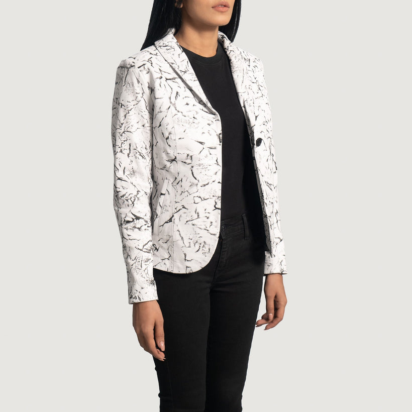 Donna Blake White Leather Blazer női