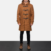
Közeli részlet of Shirt with Removable Hood & Toggle Buttons with Placket & Zipper Hardware on Drake Khaki Wool Duffle Coat