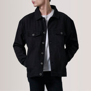 
Eddie Fekete Oversized Denim Trucker Bőrdzseki Férfi For Men fekete valódi marhabőrből - Elölnézet & testre szabott sziluett | Online vásárlás