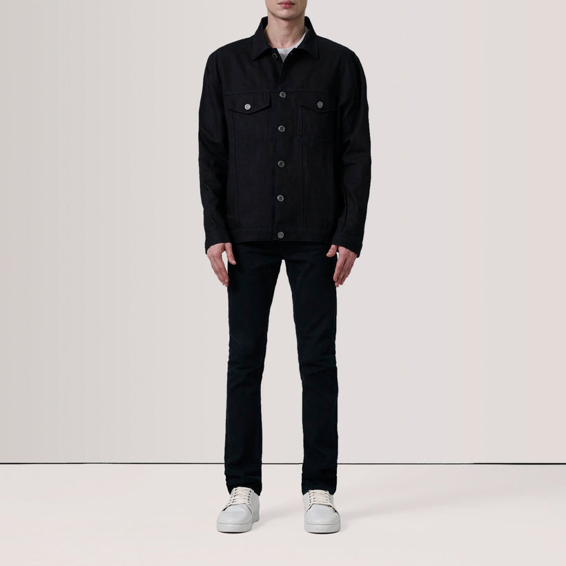 Eddie Fekete Oversized Denim Trucker Bőrdzseki Férfi