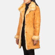 
Distressed Beige Goatskin Suede Leather Coat - Hátulnézet precíz vállilleszkedéssel és tiszta szegéllyel