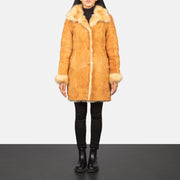 
Erica Beige Leather Coat - Oldalnézet az ergonomikus ujjkialakítással