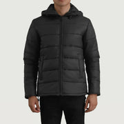 
Erico Fekete Hooded Puffer Bőrdzseki Férfi fekete valódi marhabőrből - Elölnézet & testre szabott sziluett | Online vásárlás
