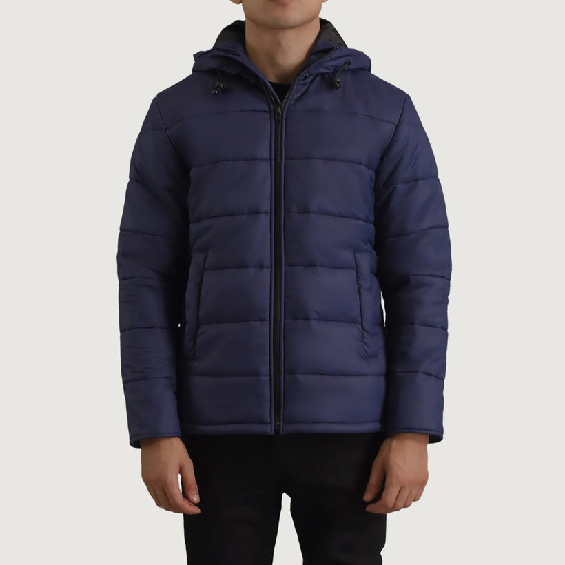 Erico Kék Hooded Puffer Bőrdzseki Férfi