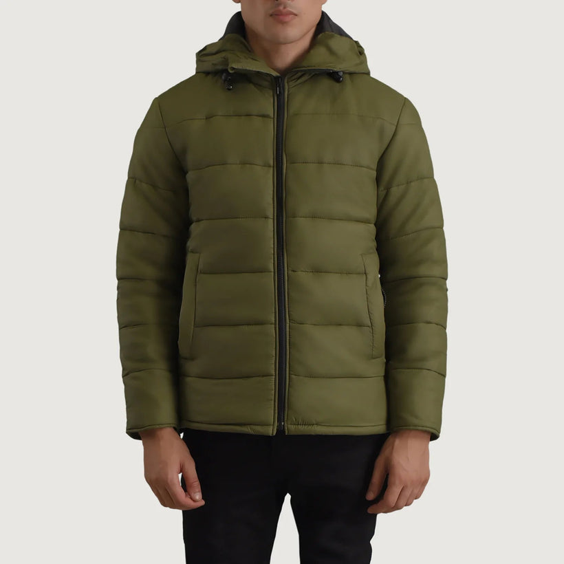 Erico Zöld Hooded Puffer Bőrdzseki Férfi