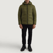 
Erico Zöld Hooded Puffer Bőrdzseki Férfi - Oldalnézet az ergonomikus ujjkialakítással