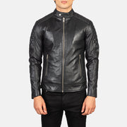 
Közeli részlet of Band Collar & Zipper Hardware on Fernando Quilted Brown Suede Biker Jacket