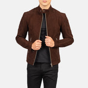 
Kézműves szegélykialakítás Fernando Quilted Brown Suede Biker Jacket