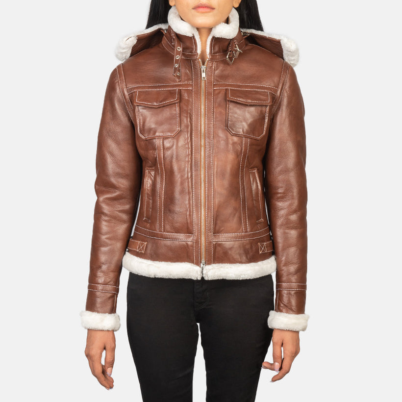 Fiona Hooded Shearling Bőrdzseki női