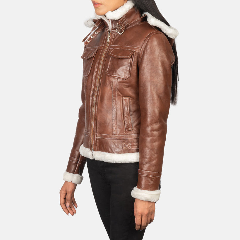 Fiona Hooded Shearling Bőrdzseki női