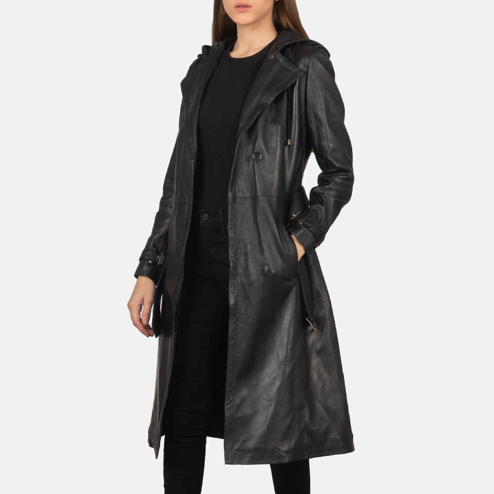 Men's hooded leather jacket category
