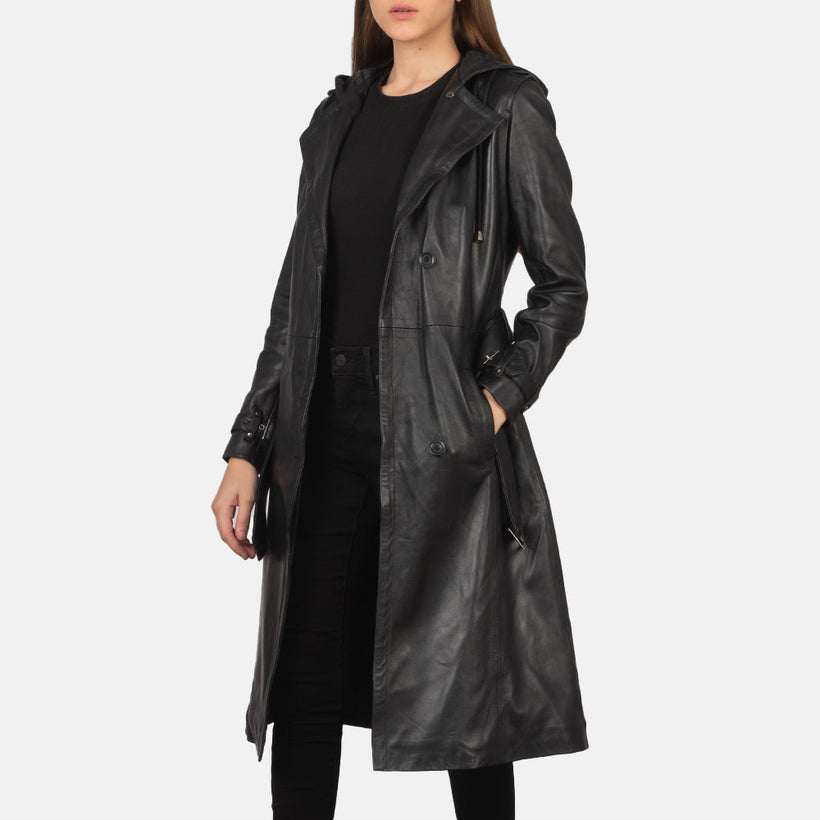 Fixon Hooded Fekete Trench Coat női